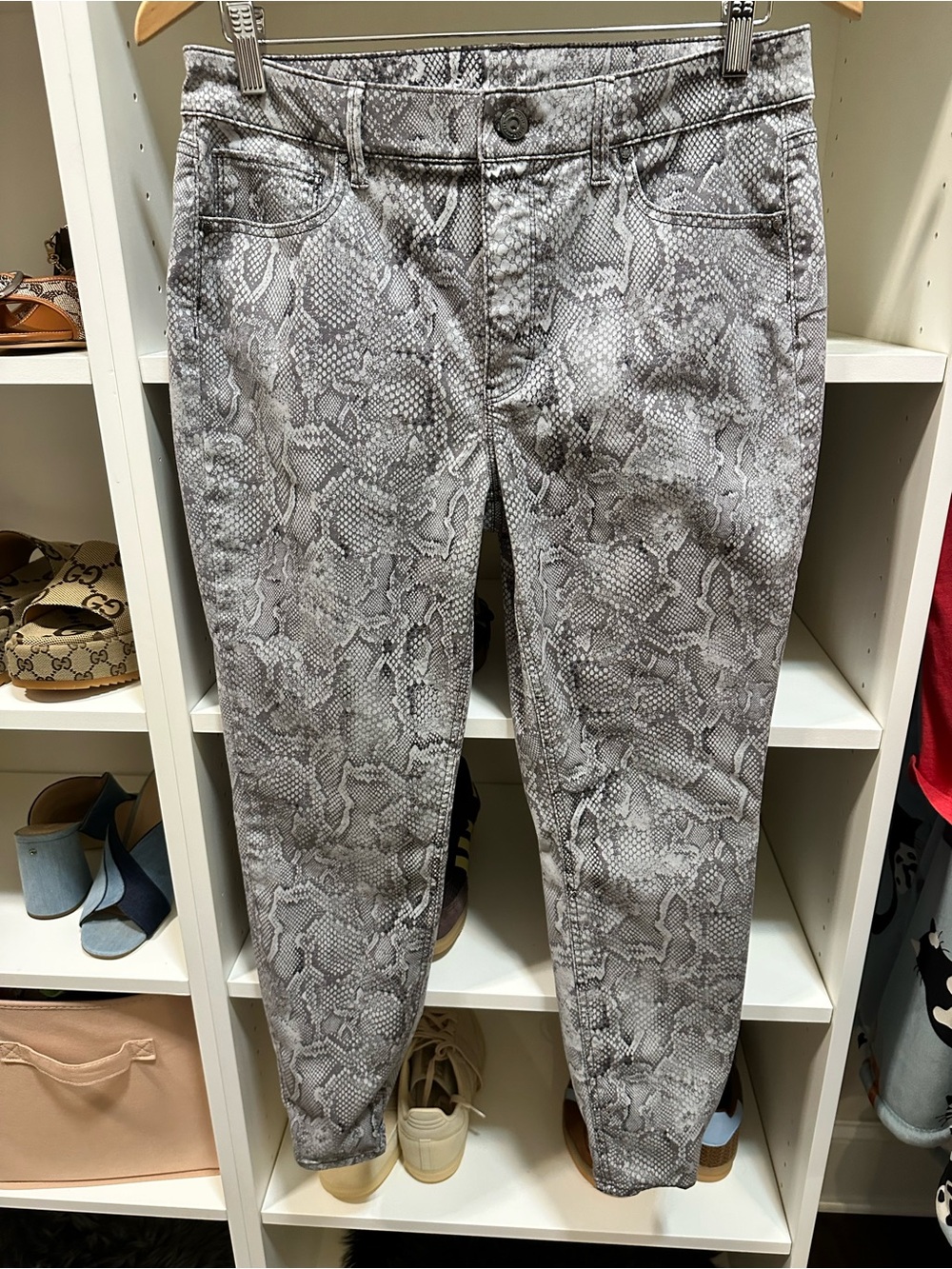 WHBM snakeskin-print jeans size 10
